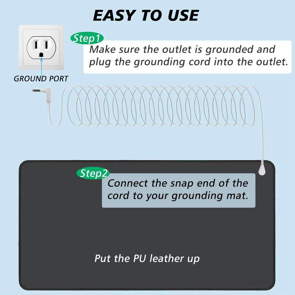 Комплект заземляющего коврика, коврик для стола, заземляющий коврик для ног, коврик для компьютерной мыши может улучшить сон, поддерживать равновесие тела, кровообращение