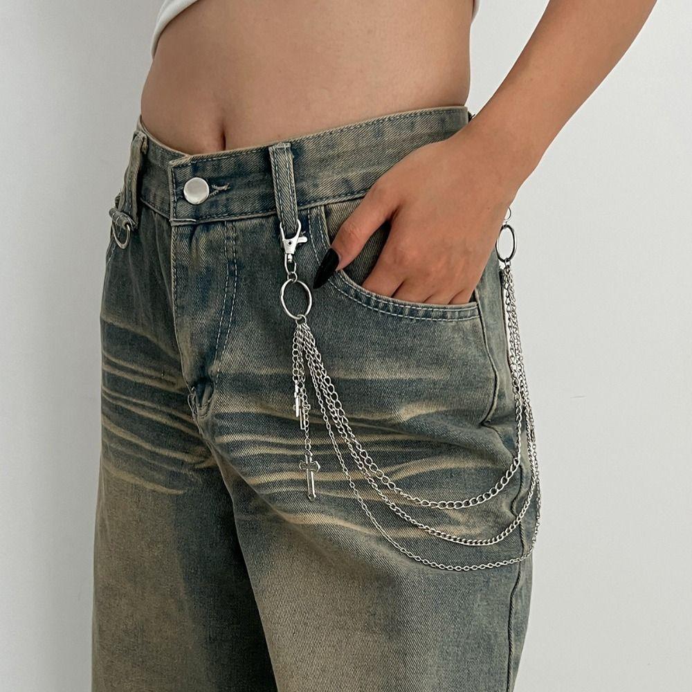 Zinc Zinc Zinc Alloy Star Pendant Pants Chain Pearl Metal Waist Chain Cool Bag Chain Male