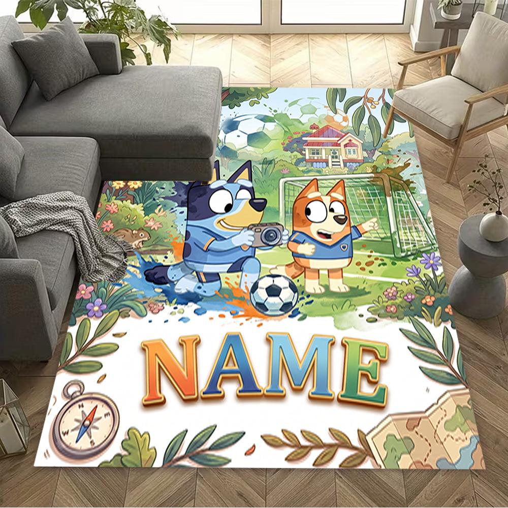 Bluey's Christmas Adventure Customize Your Name Floor Rug Office Rug Suitable for Study room Decorate room Entryway Foyer Anti-slip Rug