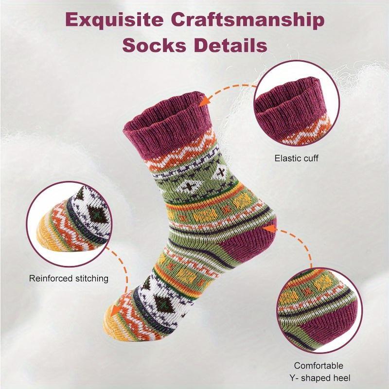 5 пар женских зимних носков, толстые теплые шерстяные носки, женские носки, рождественские носки