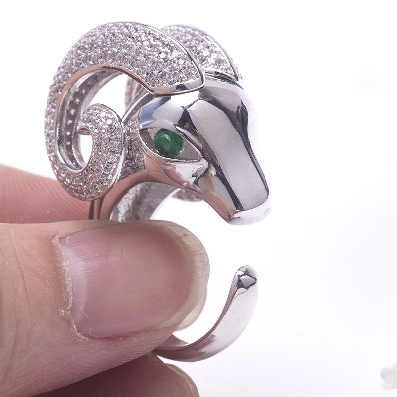 Новое популярное персонализированное кольцо в виде головы овцы с бриллиантовой инкрустацией в виде животного и украшения со знаком зодиака