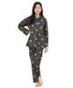 SAZAC Kuromi Shirt Long Sleeve and Pants Loungewear Pajamas, Broadcloth, 100% Cotton, Women's Set, (Black/M/SAN1902)