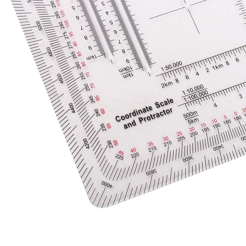 for Technical Map Protractor Coordinate Scale Protractor Land Navigation Protractor Measuring Ruler
