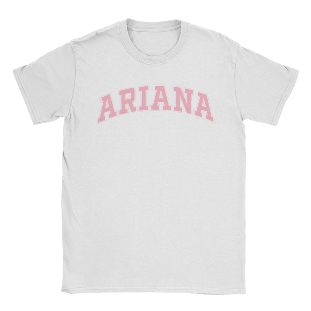 Мужская футболка Ariana Grande с розовым логотипом Fun Tees С коротким рукавом Круглый вырез Чистый хлопок Большие размеры Топы