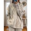 Knitted Women Sweater Elegant O-Neck Long Sleeve Loose Cashmere Fashion Knitwear