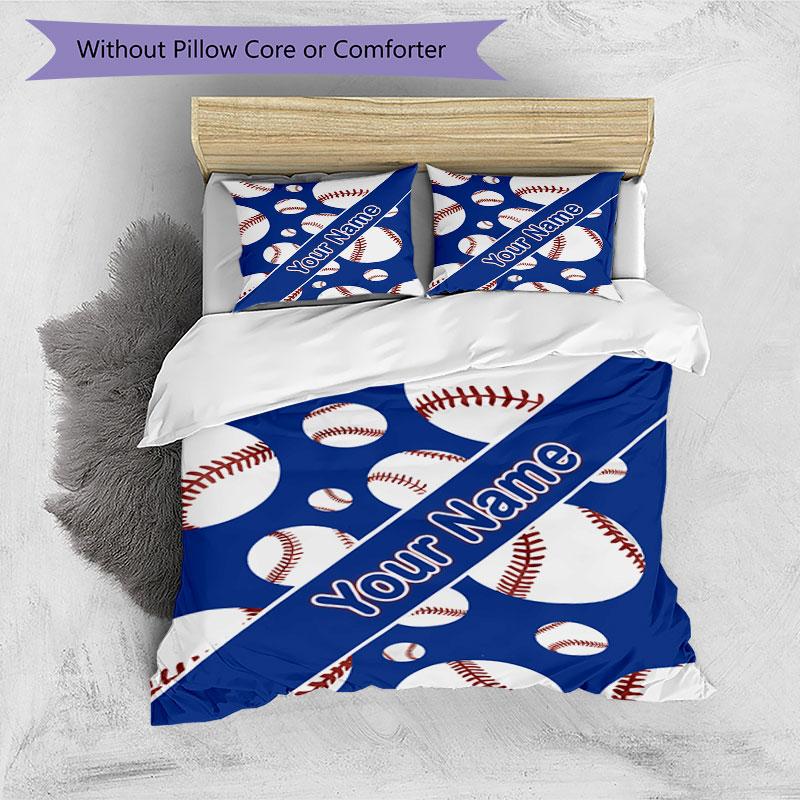 3PC Custom Name Baseball Fan Cover Bedding Set Duvet Cover Closure Includes 1 Duvet Cover & 2 Pillowcases for Bedroom