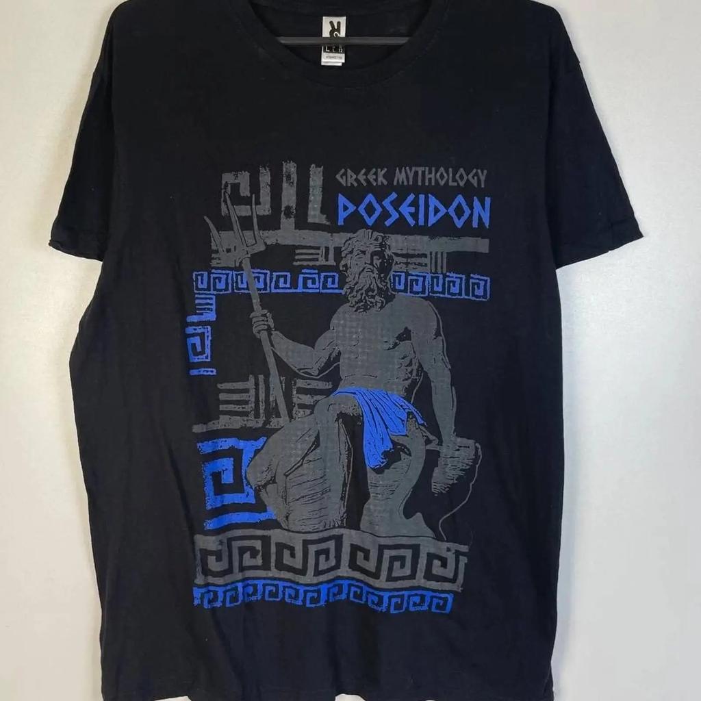 Poseidon Vintage T Shirt Size L Vintage Versatile Graphic Comfortable Streetwear Stretched Casual Slightly Fashion