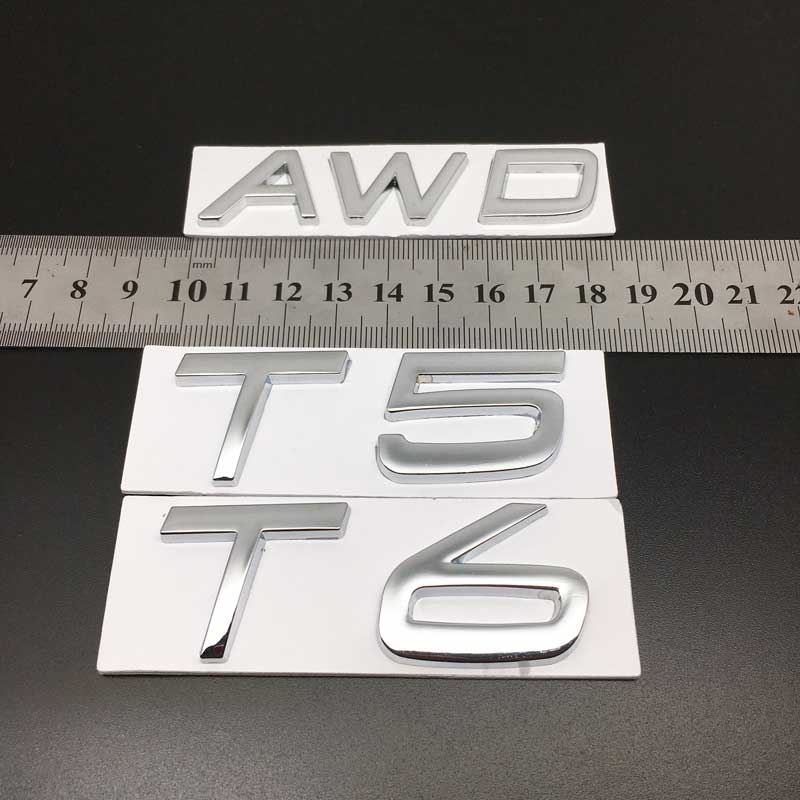 nsyjx8 3D Car Styling Metal Sticker T5 T6 AWD Tail Emblem Badge Rear Decal Logo for Volvo XC60 XC90 S60 S80 S60L V40 V60 Accessories