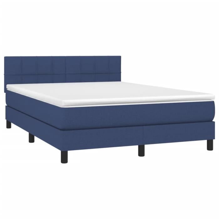 3140063 vidaXL Divan Bed with Mattress Blue 140x200 Cm Fabric