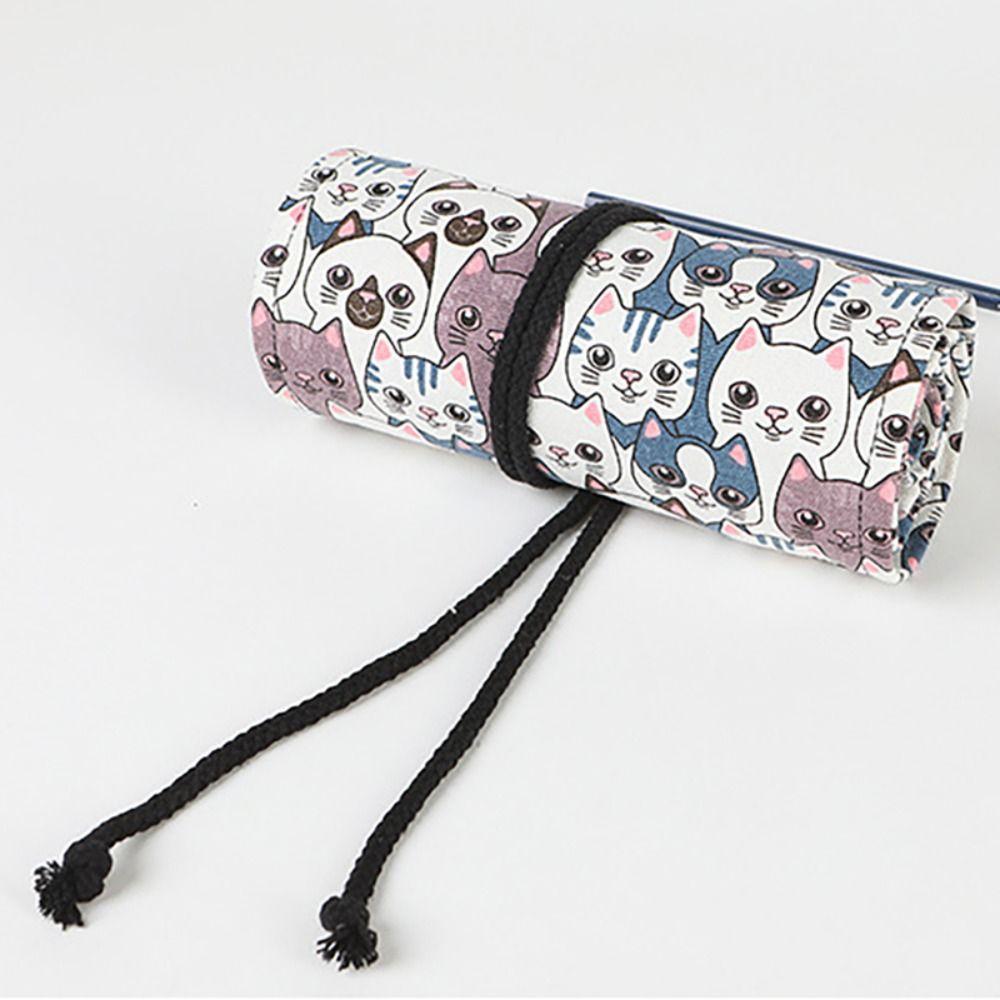 Милый кот Печать Ручка Штора Кисти Для Макияжа Хранение Ручки Футляр Модная Ручка Сумка Школа Офис