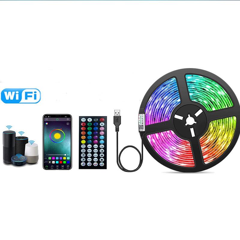 Светодиодная лента WIFI USB RGB 5050 Bluetooth, 1–10 м, синхронизация музыки, 5 В, гибкая лента Alexa Smart Lights для декора комнаты для вечеринок