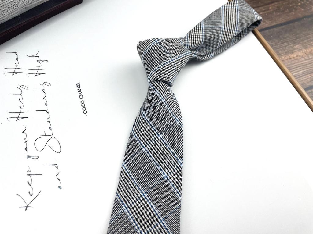 Men'S And Women'S Japanese Retro British 6Cm Narrow Tie Coffee Color Gray Blue Casual Grid, Get Married At Work
