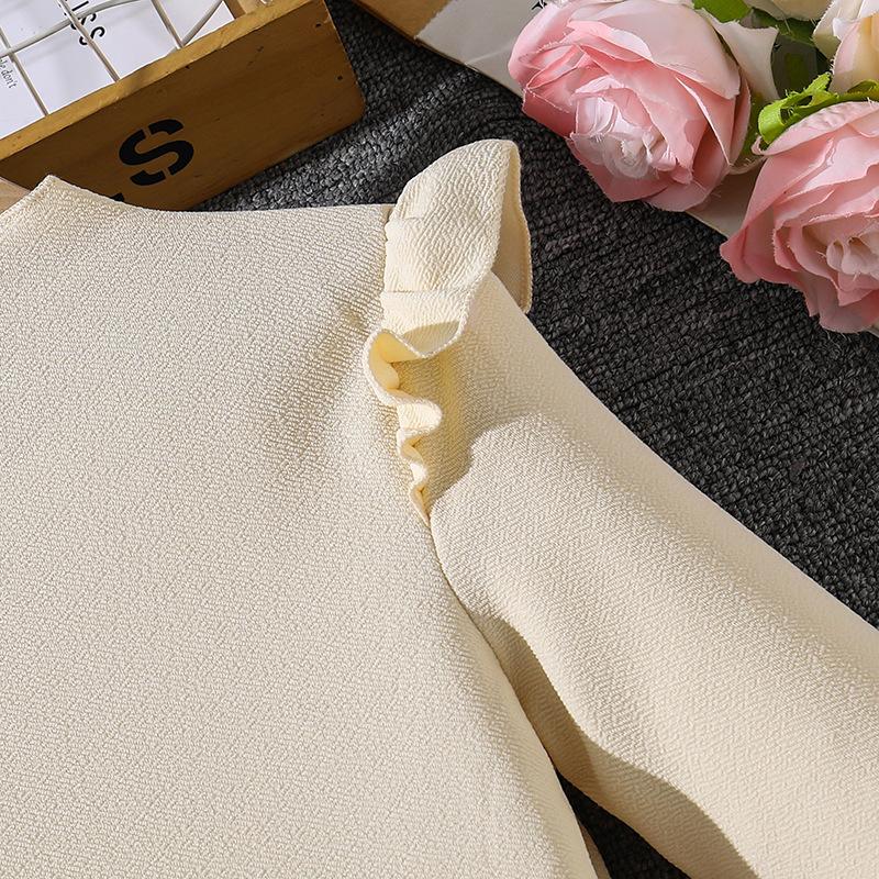 Платье для девочек 8-12 лет – Осенняя новинка: Элегантное плиссированное вечернее платье с воротником-стойкой и длинными рукавами