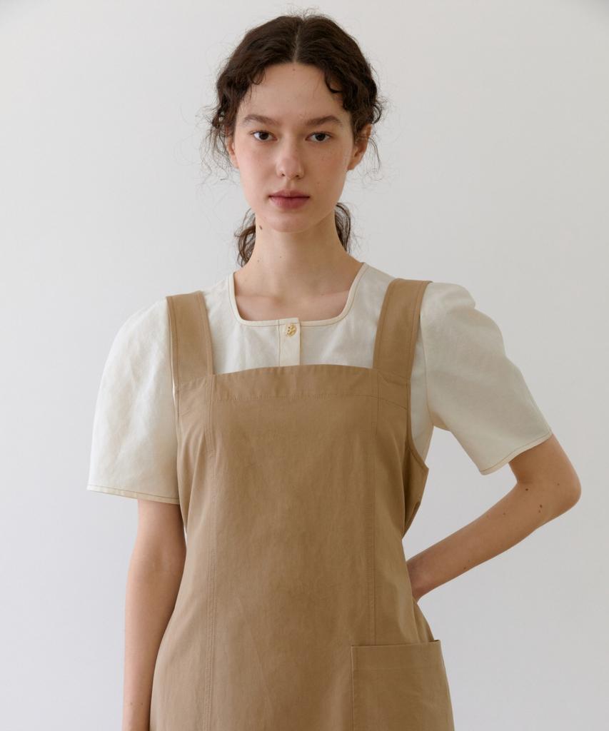 Anout Cotton Suspender Dress - Beige