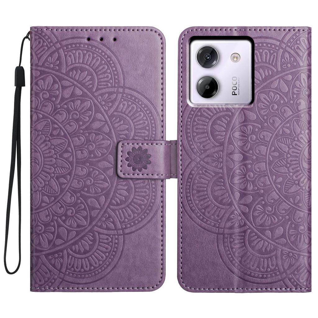 For Xiaomi Poco M7 Pro 5G Leather Case with Card Slots Mandala Pattern Phone Cover Stand
