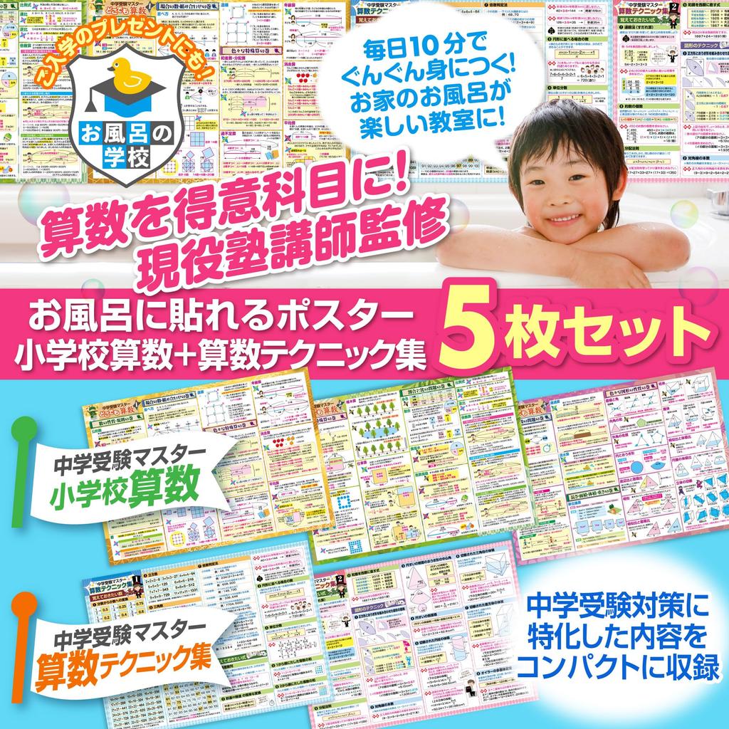 Bath School Set Mastering Math for Junior High School Entrance Exams Math Techniques Bath Poster Set Made in Japan Math and Science Educational B3