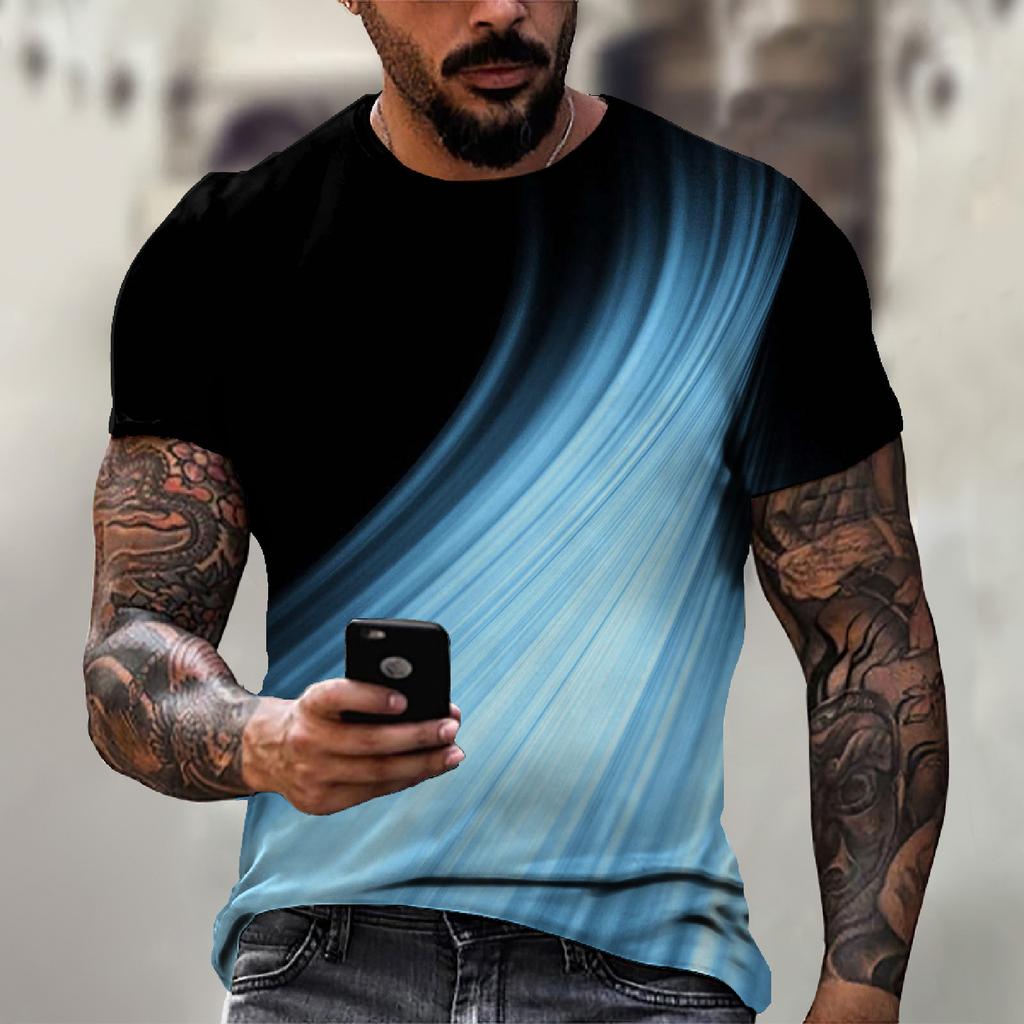 Men'S T-Shirt Short Sleeve Printed Summer Round Neck Top Trend Casual Sweatshirt