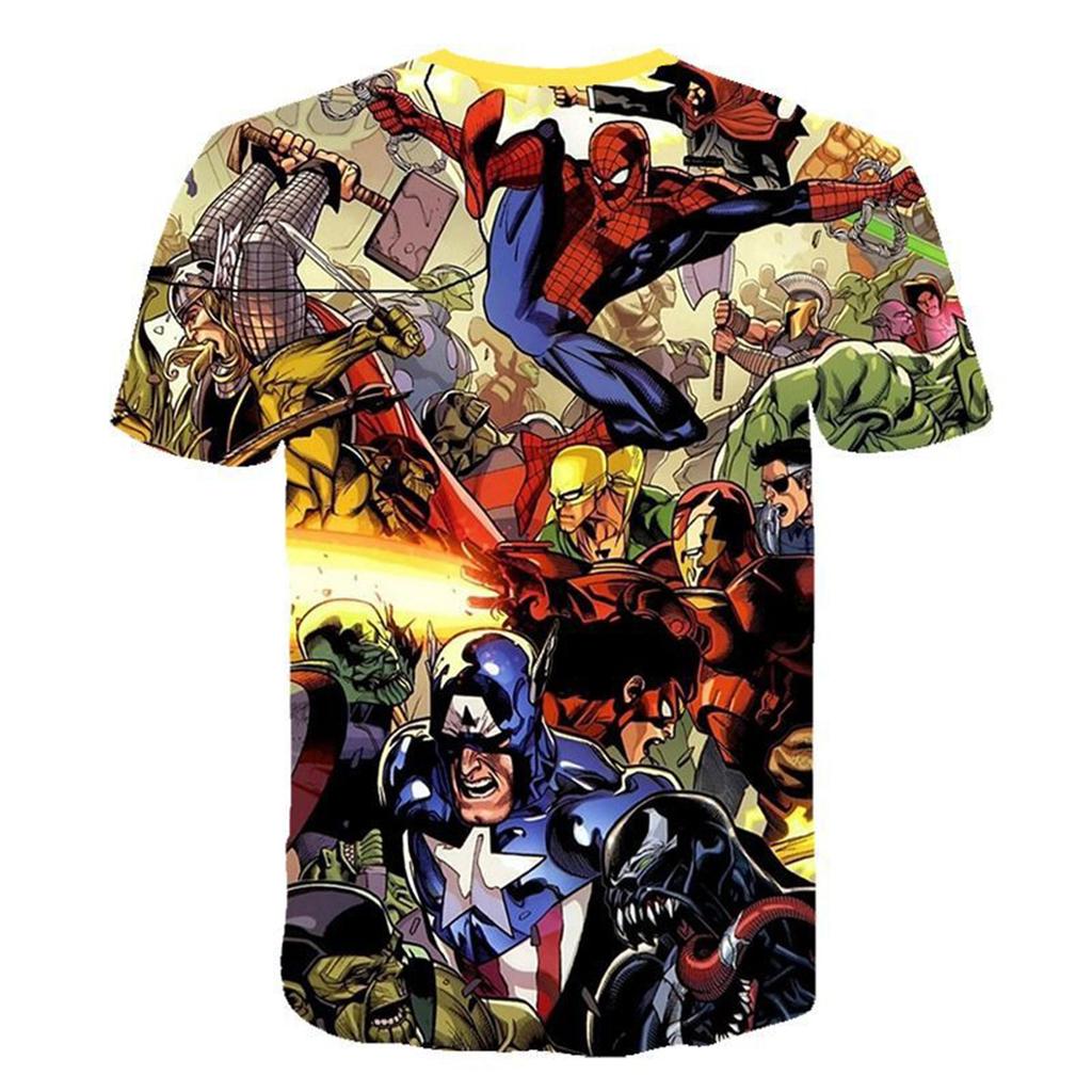 Marvel Avengers Harajuku Style T-Shirt Men Summer New Iron Man Spider-Man Cartoon 3d Printed Kids Loose Short Sleeve Tops