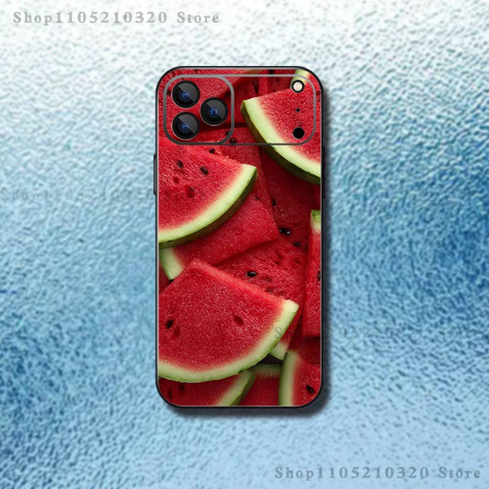 Фруктовый чехол-бампер с арбузом для iPhone 17,16,15,14,13,12,Pro,Max,Plus,E,SE4,Air,Mini Черный Мягкий