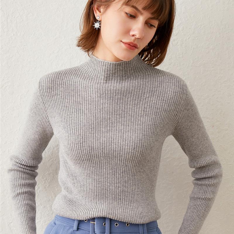 INDFS Женская мода Повседневный Осень Зима Однотонный Принт Длинный Рукав Полуводолазка Свитера