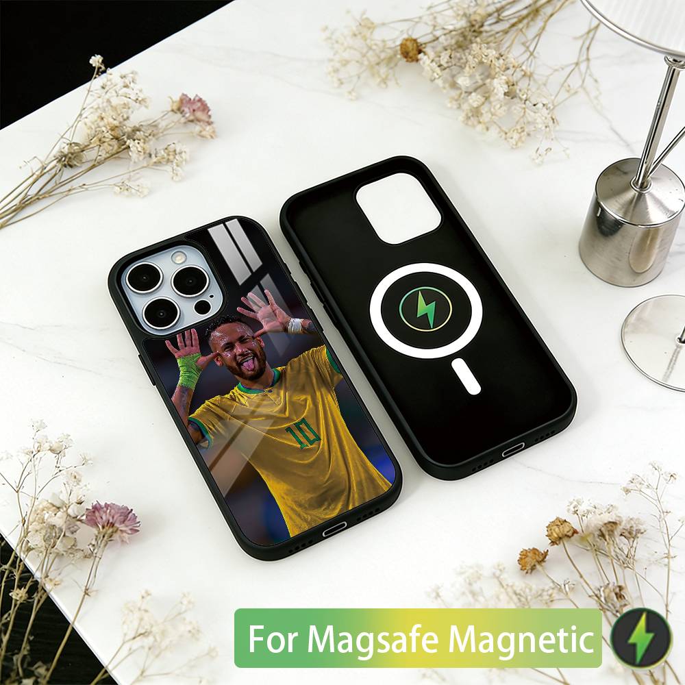 Футбольная звезда 10 Неймар Чехол для телефона для iPhone 17, 16, 15, 14, 13, 12, 11 Plus, Pro Магнитный с беспроводной зарядкой Magsafe