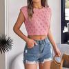 HNXC Spring Summer Hollowed-out Leaf Crop Crop Knit Top for Women's Vacation