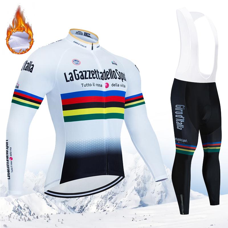 Зимний комплект веломайки Tour De Giro D'ITALIA Термофлисовая одежда для велоспорта MTB Одежда для горного велосипеда Сохраняйте тепло Одежда для горного велосипеда