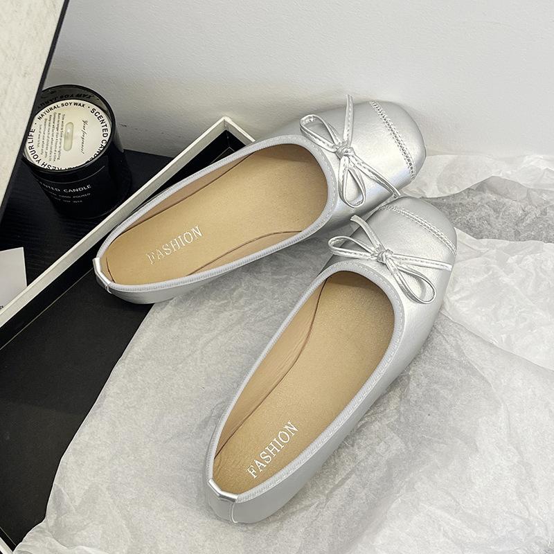 Женская обувь больших размеров, обувь на мягкой подошве, лето 2025, нежные туфли-лодочки с бантом, легкие