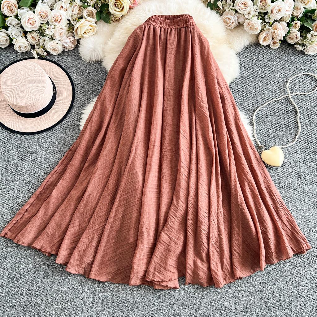 Dimanaf 2025 Summer Solid Women New Skirts Elastic Elegant White Pleated Skirts Lace High Waist