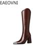 Fashion Designer Winter Woman High Boots Fashion Pointed Toe Long Boots Shoes Ladies Elegant Square Heel Women's Knight Bootties