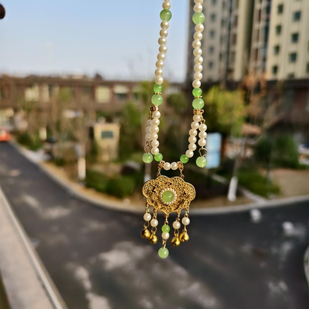 Бусы нить Ожерелье Ханфу в китайском стиле Жемчужный чокер Подвеска Замок долголетия Аксессуар Ханфу