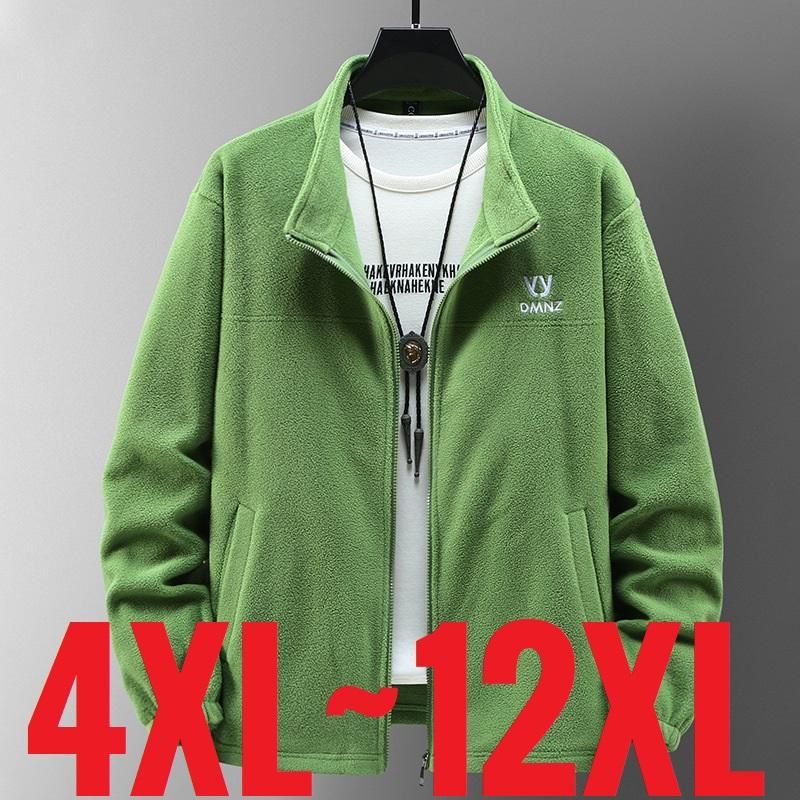 Большой размер 12XL Мужская куртка из полярного флиса С воротником-стойкой На молнии Ветровка Мужская Осень Зима Extra Big Plus