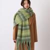 Plush Winter Cashmere Scarves Mohair Long Shawl Simple Plaid Wool Scarf  Girl