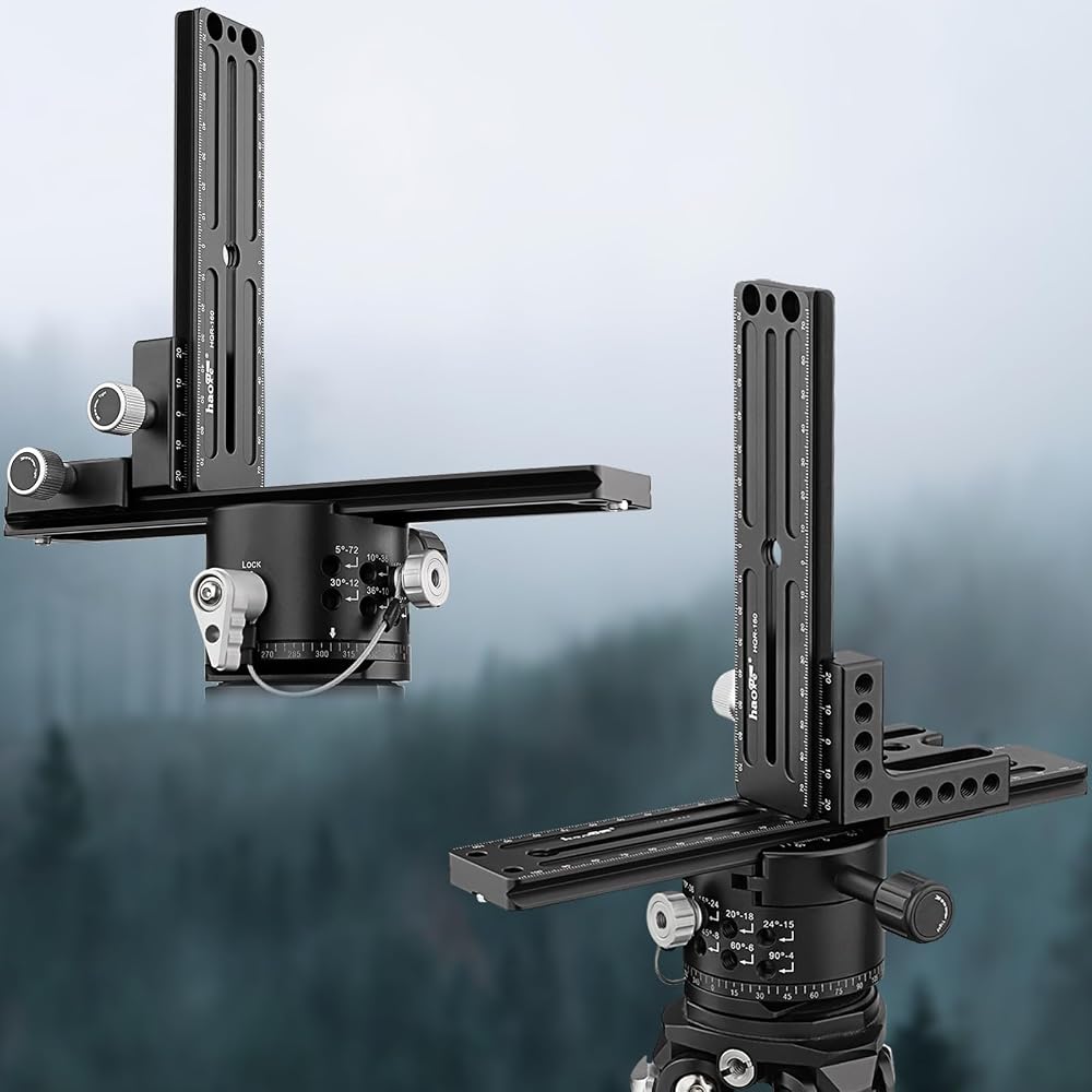Haoge CP-RA90 Right Angle Clamp, 90 Degrees, Double Quick Release L-Clamp with 1/4" Screw Thread, for Arca Swiss RRS Benro Rail Plate Nodal Slide