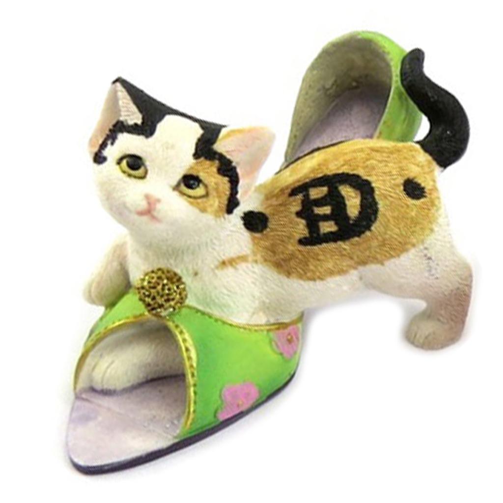 Les Trésors De Lily [A0357] - Resin Figurine 'Chat Mode' Green - 9x6 Cm