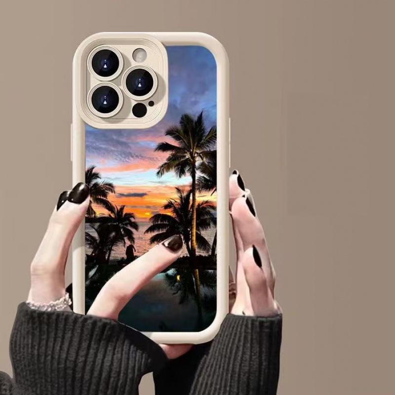 Чехол для iPhone 16 Pro с изображением кокосовой пальмы - Совместим с iPhone 15, 14, 13 Pro Max, 12X, Европейский и Американский дизайн