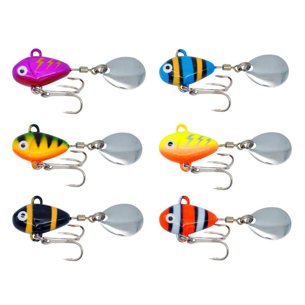 Sinking Rotate Spoon Metal Sequin Treble Hook Wobblers Crankbaits VIB Lure Metal Fishing Bait