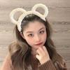 Women Winter Thick Plush Headband Round Bear Ears Makeup Hair Hoop
