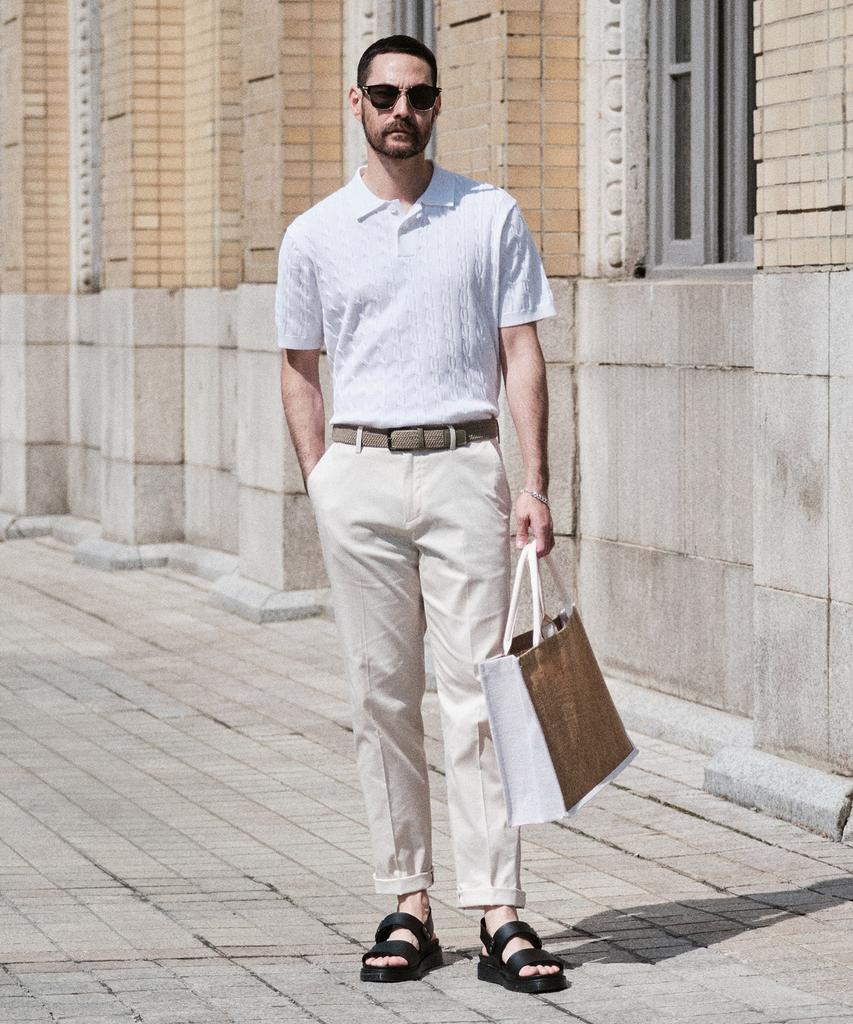 STCO Diems Cable Collar Knit Ivory (Classic Fit)_Dktwb64Csi