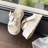 Мода НОВЫЕ 8СМ Каблуки Клинья Слайды Сандалии Женские Повседневные Уличные Шлепанцы Женские Летние Пряжка Пляжные Шлепанцы Ходьба Массивные Туфли Женщина