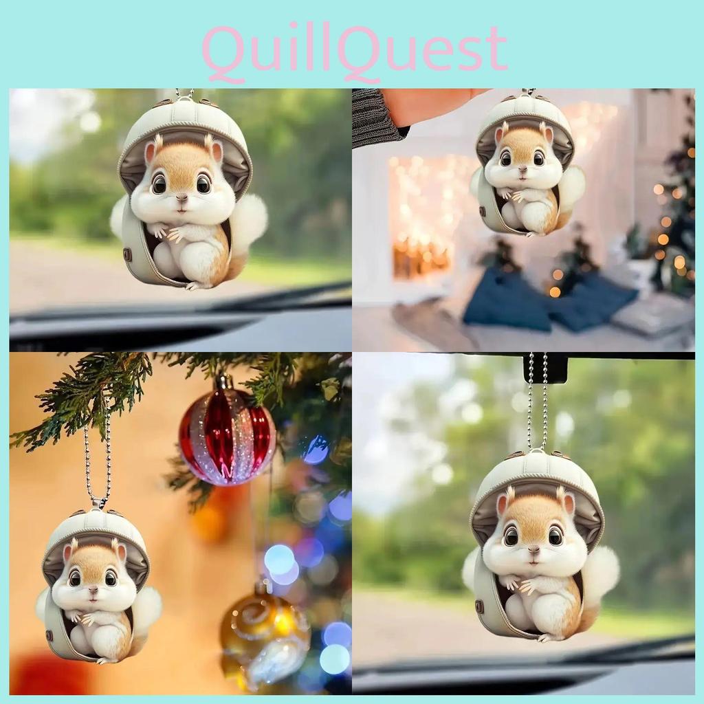 Car Interior Squirrel Decor Acrylic Pendant Christmas Tree Vehicles Ornament