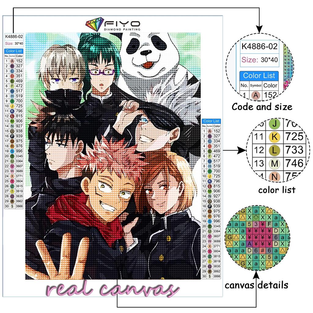 5D Diy Diamond Painting Jujutsu Kaisen Cross Stitch Full Diamond Embroidery Mosaic