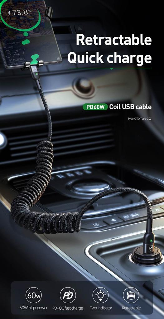 Mcdodo Кабель Omega для телефона Spring Fast Led Usb Type-C Pd 1,8 м черный