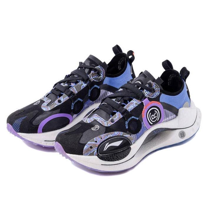 Li Ning Shadow CRC Амортизация Скользкие Устойчивые к истиранию Баланс Низкие Беговые кроссовки Мужские Черно-фиолетовые ARHR087-1