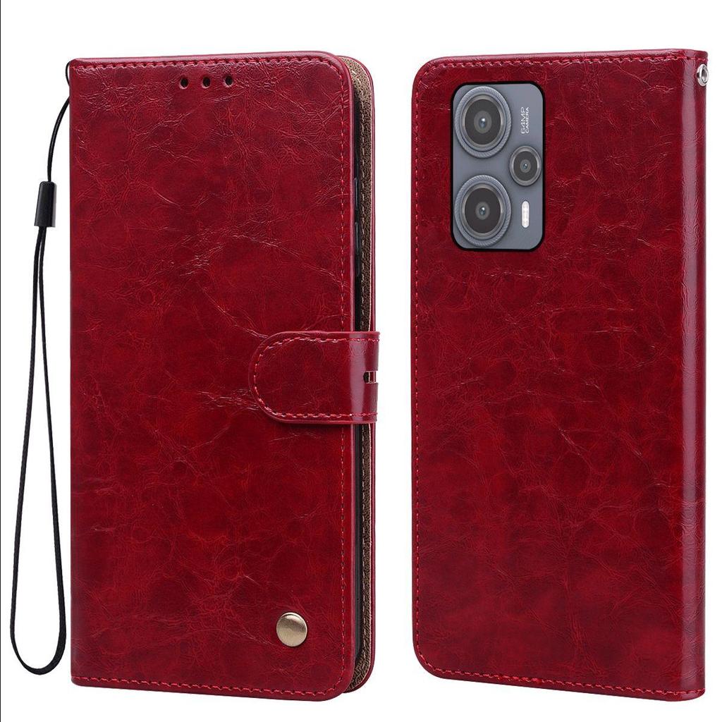 Винтажный чехол-бумажник из ПУ кожи с текстурой Crazy Horse для Xiaomi POCO F5, с держателем для карт, подставкой, противоударной защитной крышкой