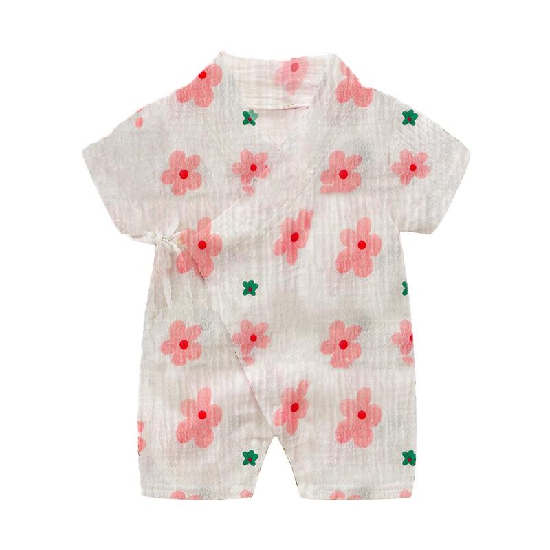 KIDDIEZOOM Infant Boy Girl Cute Print Short Sleeves Soft and Breathable Crepe Print Bodysuitfor Summer