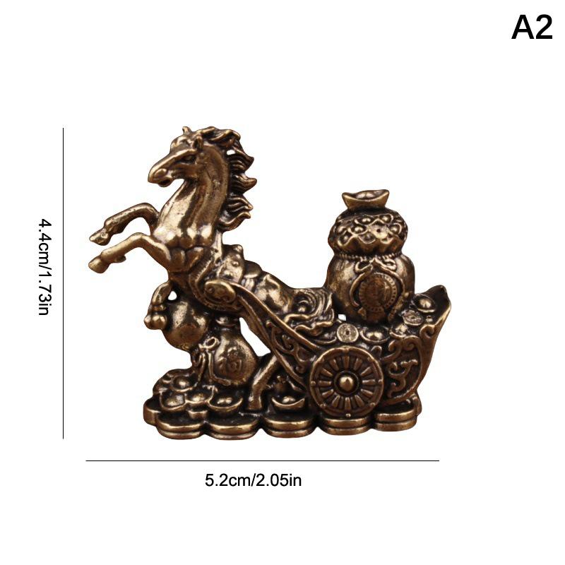 Brass Horse Figurines Chinese Year Zodiac Horse Ornament Feng Shui Lucky Statue Home Office Desktop Decoration Crafts