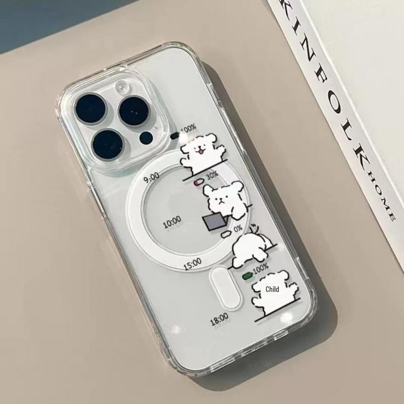 Линия щенков: Милый магнитный чехол для зарядки Apple iPhone 15/14 Pro Max/13/12 PM