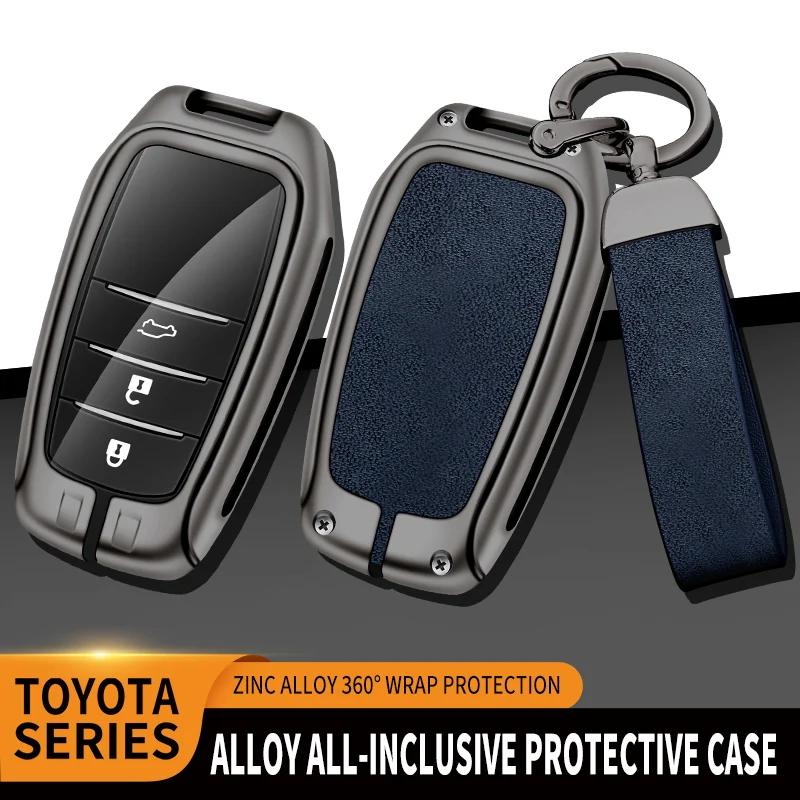 Новый кожаный чехол для ключей из цинкового сплава для Toyota CHR Hilux Fortuner Land Cruiser 200 Camry Corolla Crown RAV4 Highland