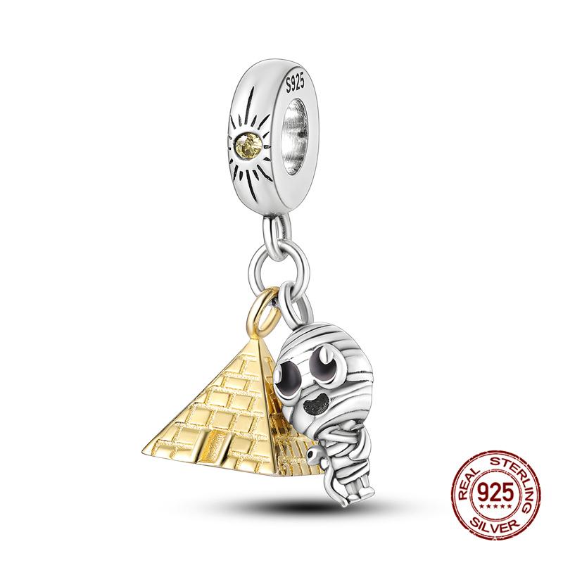 Original Charms Copper Pyramid Demon Eye Charms Beads Fits 3Mm Original Bracelets Necklace Women Diy Fine Jewelry